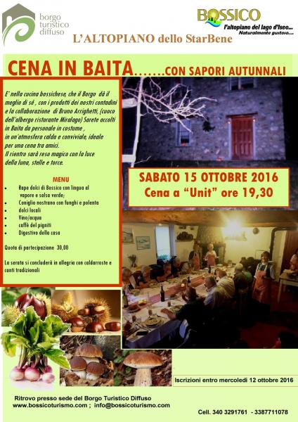 cena in baita con sapori autunnali