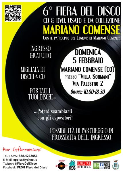 6^ MOSTRA MERCATO DEL VINILE DI MARIANO COMENSE –  5 FEBBRAIO 2017