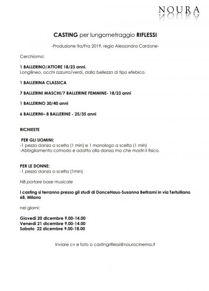 Casting per lungometraggio Riflessi