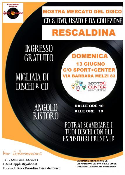 MOSTRA MERCATO DEL DISCO E CD – RESCALDINA 13 GIUGNO