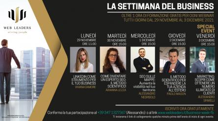 La settimana del business dal 29 Novembre al 3 Dicembre, webinar gratuiti sul web marketing