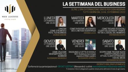 La settimana del business dal 14 al 19 Febbraio, webinar gratuiti sul web marketing