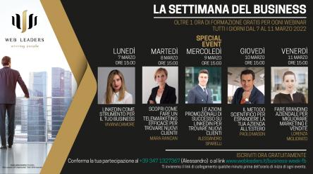 La settimana del business dal 7 al 11 Marzo, webinar gratuiti sul web marketing