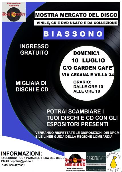 Mostra Mercato del Vinile di  BIASSONO - 10 LUGLIO  2022