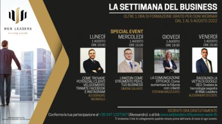 La settimana del business dal 1 al 5 Agosto, webinar gratuiti sul web marketing