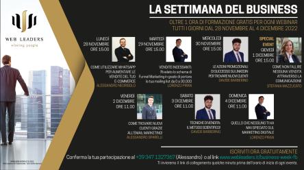 La settimana del business dal 28 Novembre al 4 Dicembre, webinar gratuiti sul web marketing