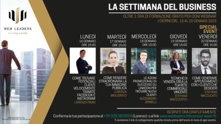 La settimana del business dal 16 al 20 Gennaio, webinar gratuiti sul web marketing